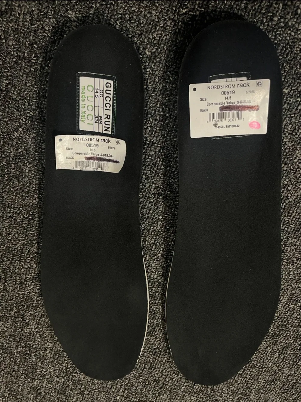 $915 NWT Mens Gucci Run Black Knit Sneakers Size 14.5